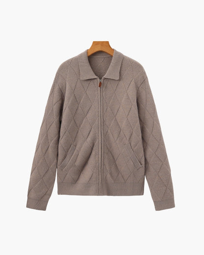 Cárdigan de punto con cremallera Heritage Diamond