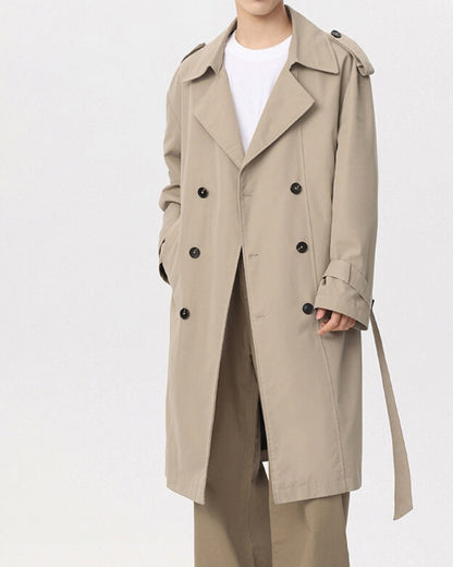 Abrigo clásico de doble botonadura estilo trench