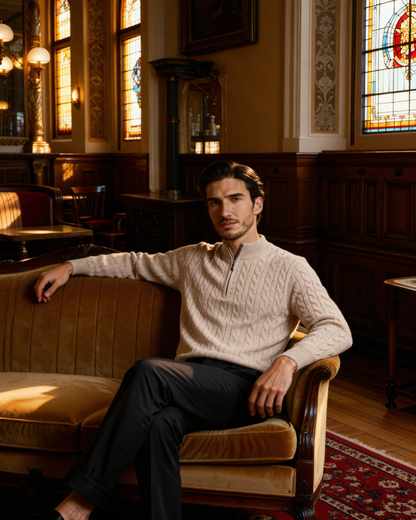 Mitón de media cremallera de punto 100% cachemira